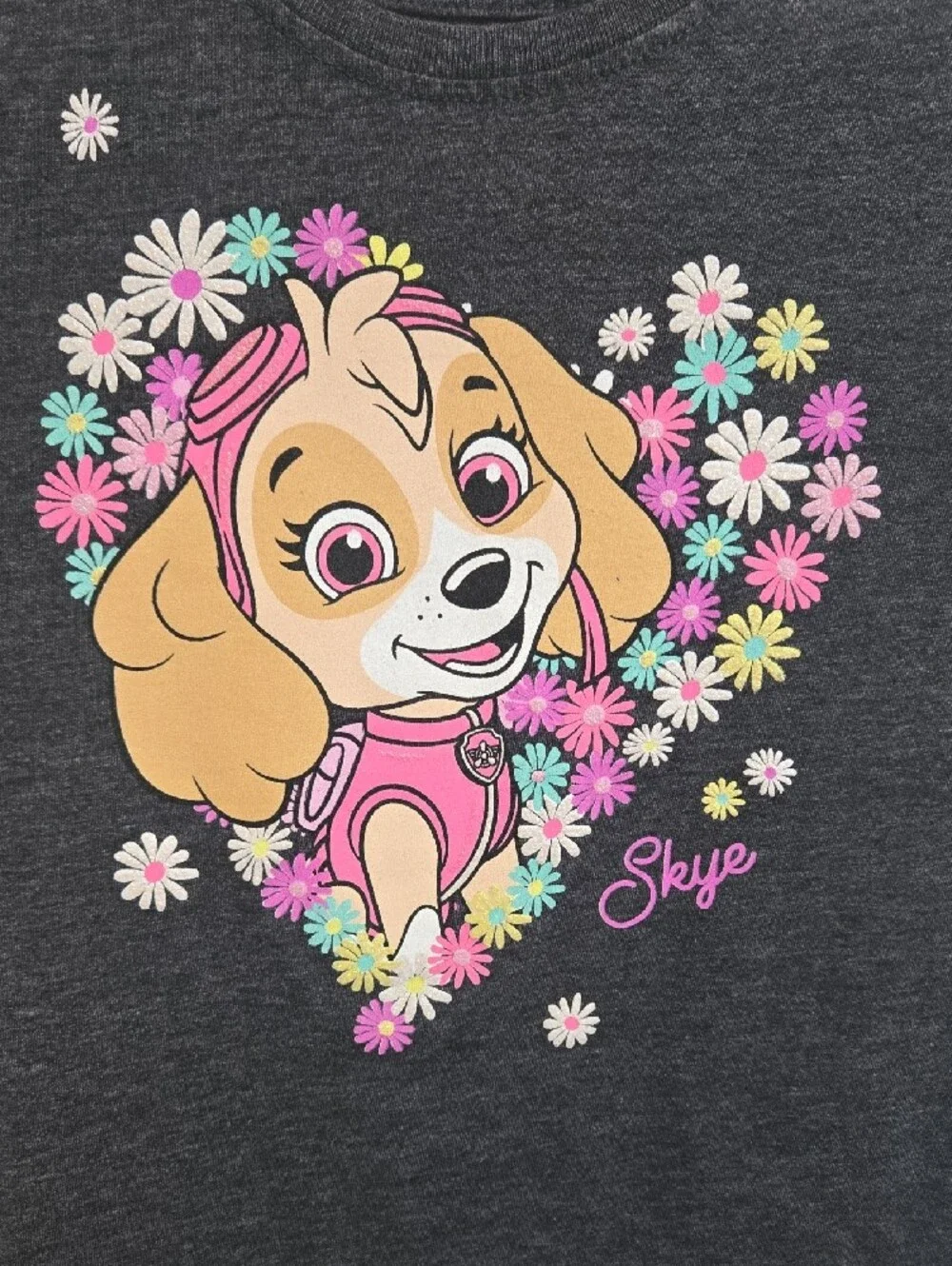 jumping beans Dark Gray Tee with Pink Skye & Multicolor Flowers